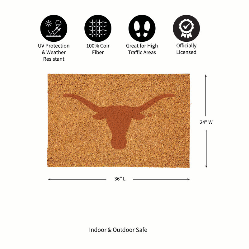 Grand tapis couleur coco de l'Université du Texas, 36 po x 24 po