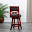 Counter Height Swivel Stool, Cherry Finish, Charcoal Fabric Seat & Charcoal. Hardwood Construction. 360-Degree Rotation. Padded Seat. Stable Flared Legs. Simple Assembly Required