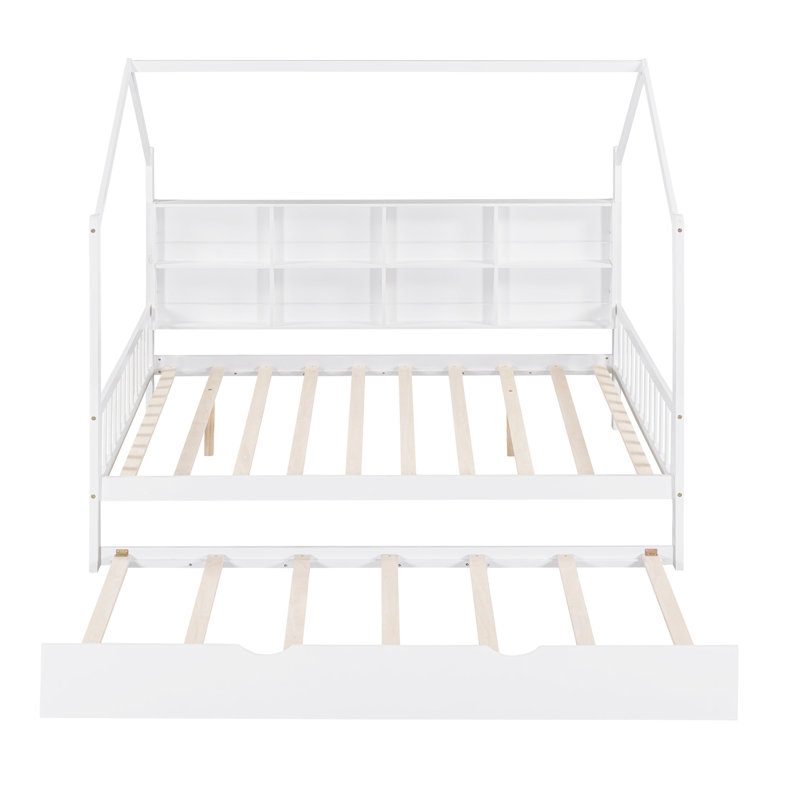 Lit gigogne en bois, lit avec tablette, Double