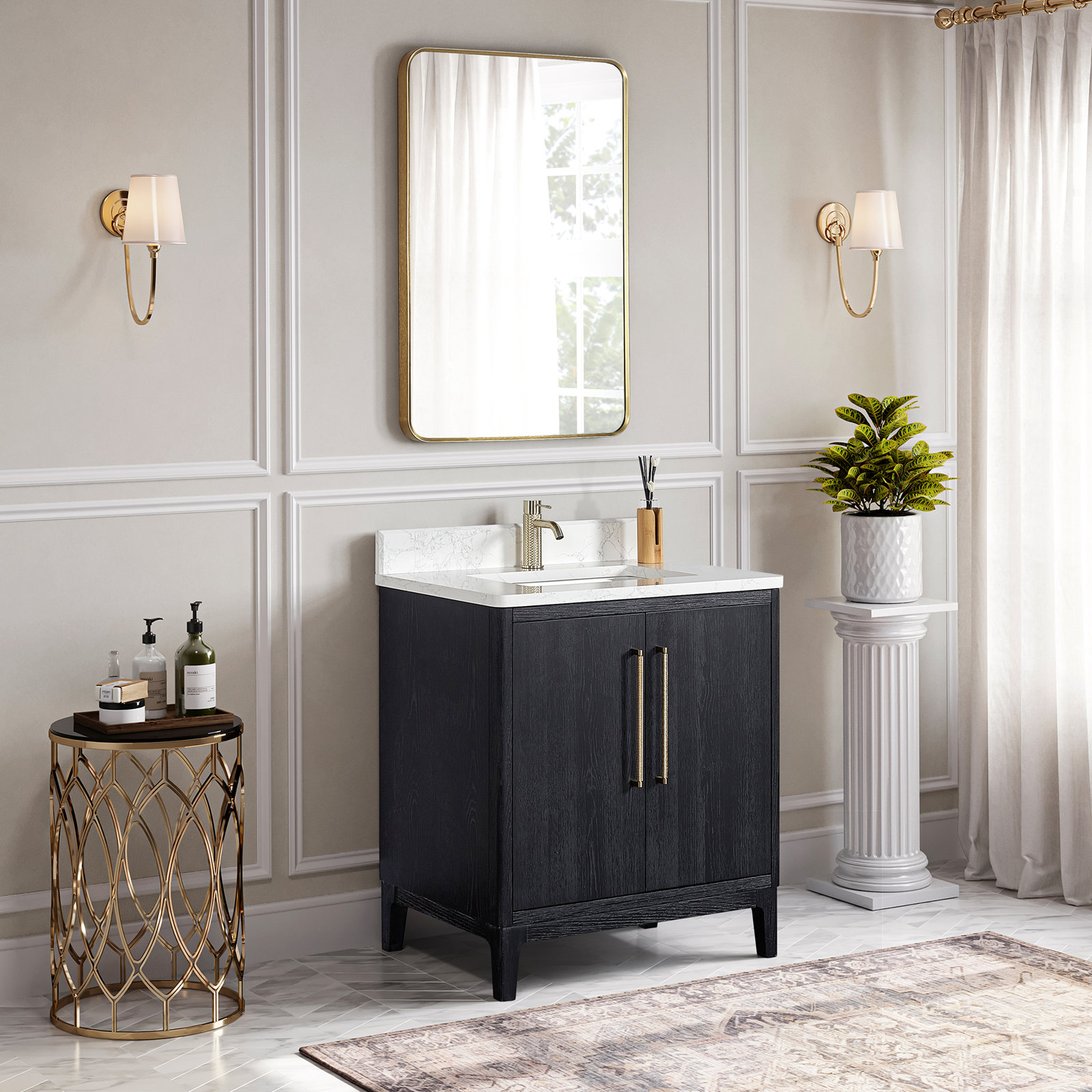 Langosta 30" Free Standing Single Bathroom Vanity, Fir Wood Black