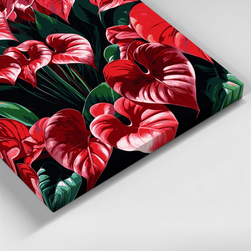 Art mural hawaïen avec anthurium noir, H 11 po x l 14 po