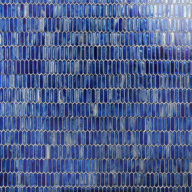 Komorebi 1X3 Picket Polished Glass Mosaic Tile, Athens Blue