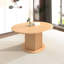 Table ronde en bois élégante pour 4 à 6 personnes, piètement texturé, en bois d'hévéa, table de salle à manger conviviale, table hexagonale extensible 6 places
