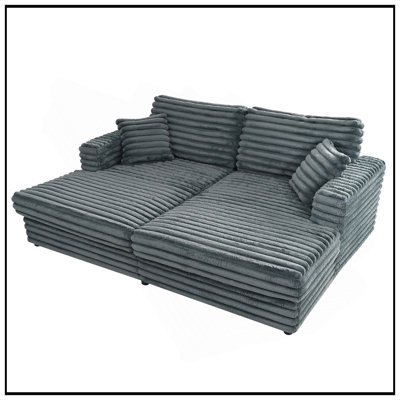 86,22 pouces de large siège profond, causeuse surdimensionnée, canapé-lit, sieste, revêtement en velours côtelé moelleux et coussins décoratifs pour le salon