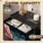 Western Dresser for Bedroom with 4 Storage Drawers Eerie Saguaro Cactus Glass Art Dramatic Sky Dressers Chest of Drawers Steel Framed Fabric Closet Organizers for Dorm Entryway