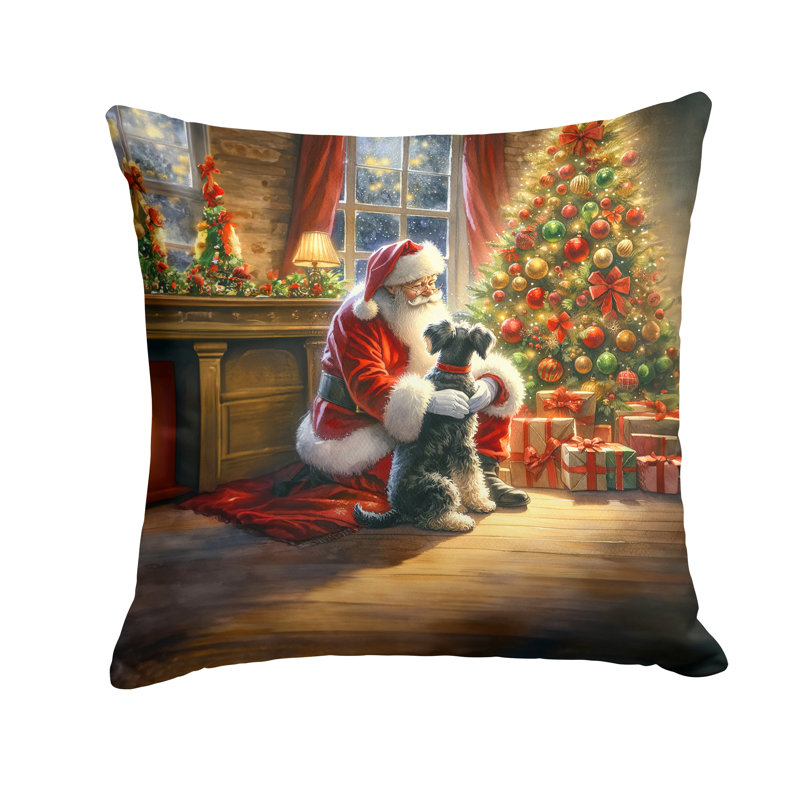Coussin Schnauzer and Santa Claus, H 18 po x l 18 po
