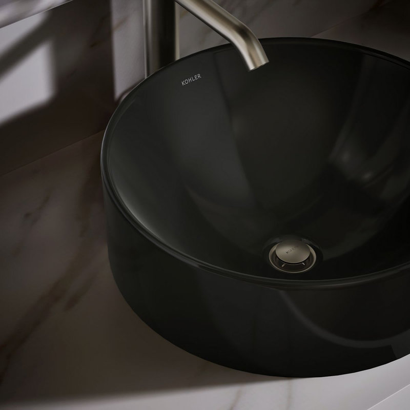 Vox® Vitreous China Circular Vessel Bathroom Sink with Overflow, Black Black
