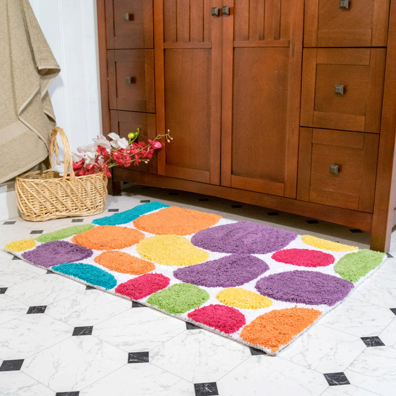 Gallager Cotton Blend Non-Slip Bath Rug, Rainbow Multi