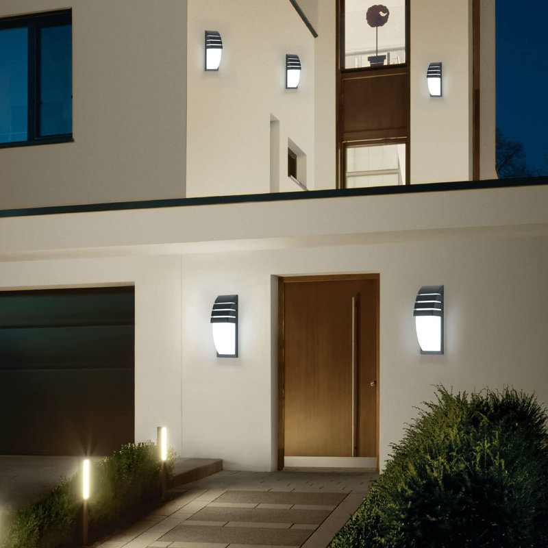 Stepfanie 7.5cm H Integrated LED Outdoor Sconce, Grey