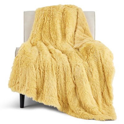 Bedsure Faux Fur Sherpa Twin/TwinXL Blanket – Ultra Soft Plush Bed Blanket for Dorm Room – Light Yellow – Perfect Gift for Teen Girls