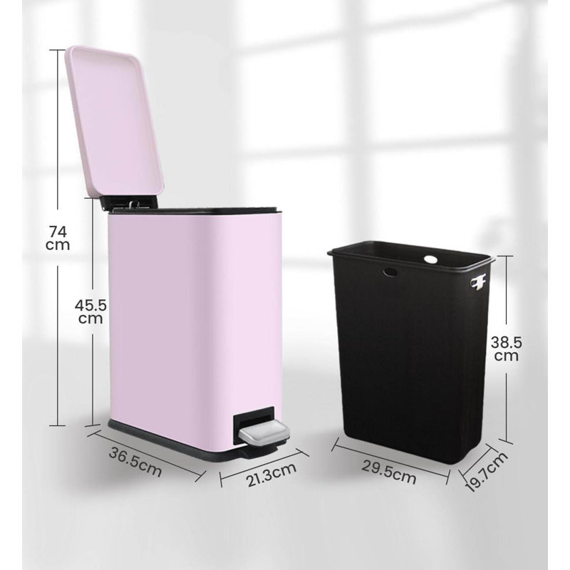 Stainless Steel Step On Kitchen Trash Can - 17L, Pink