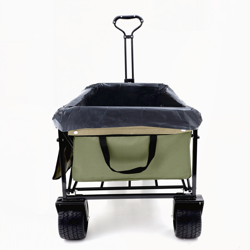 Chariot pliable à roulettes pliable avec roues, Vert