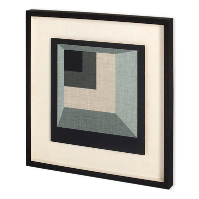 Geometric Perspective IV by June Vess a Hand Embelished Textured Framed Decograph Art Print