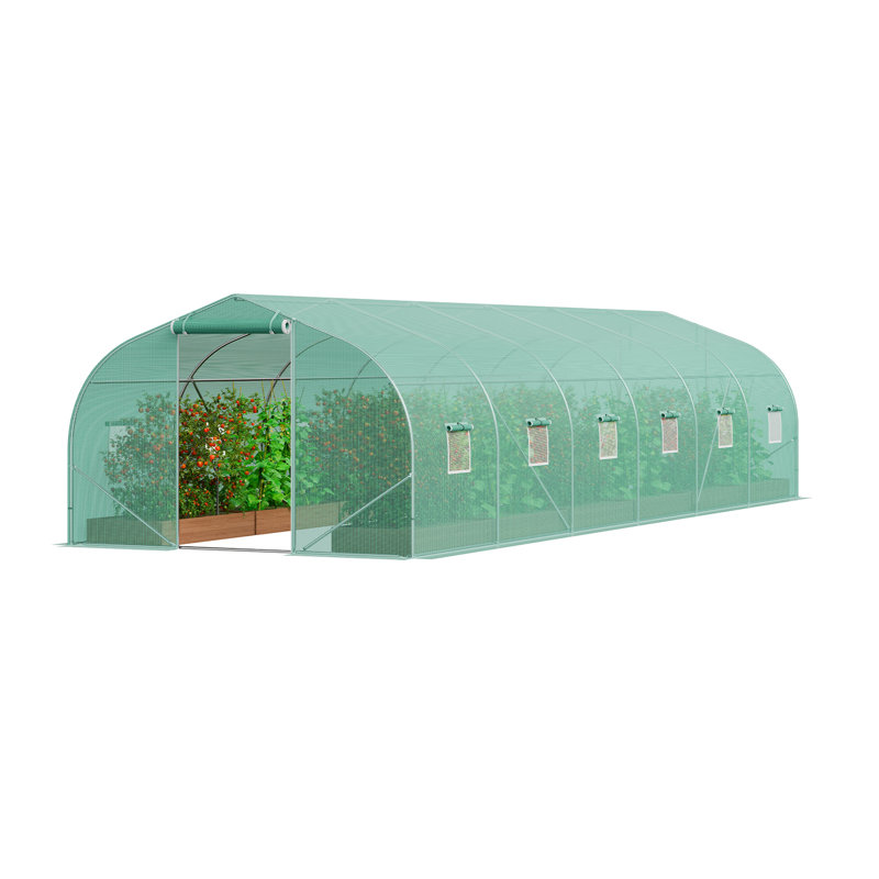 Walk-in Tunnel Greenhouse 29.53x9.84x6.6ft Galvanized Frame PE Cover Green