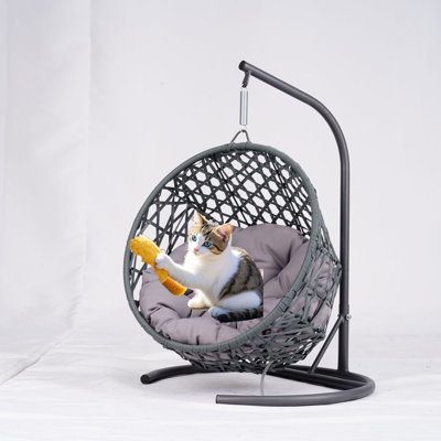 Balancelle pour hamac pour l'intérieur et l'extérieur, fauteuil à œufs pour chat avec supports et coussins amovibles pour chats et petits chiens