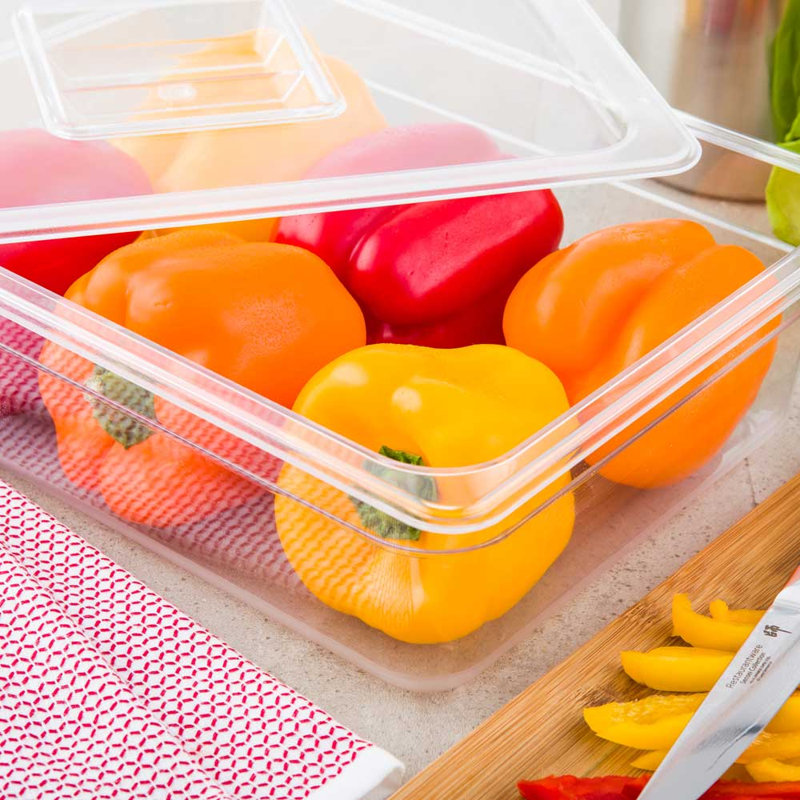 Ustensiles de cuisine pour restaurant - 4 casseroles profondes, récipient de rangement commercial de taille 10 1/2 - congelable, résistant à la casse, casseroles froides en plastique transparent, lavables à la vaisselle, pour la cuisine, les restaurants ou les cafétérias