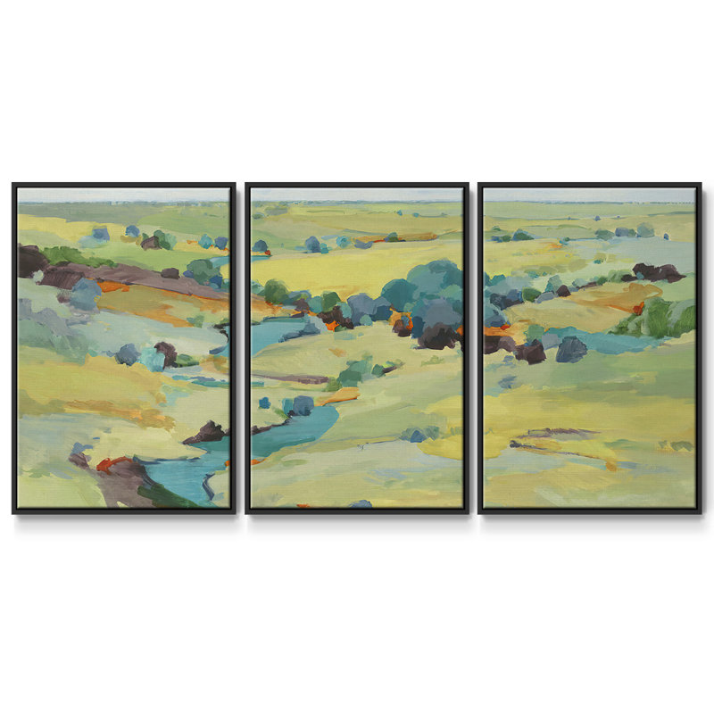 «Idyll Sweep», reproduction sur toile 3 pièces, H 36 po x l 75 po x P 2 po, Cadre noir