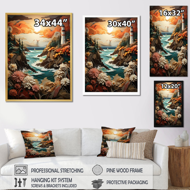 «Port Harbor Retreat Papercut II», reproduction sur toile, H 32 po x l 24 po x P 1 po, Toile tendue