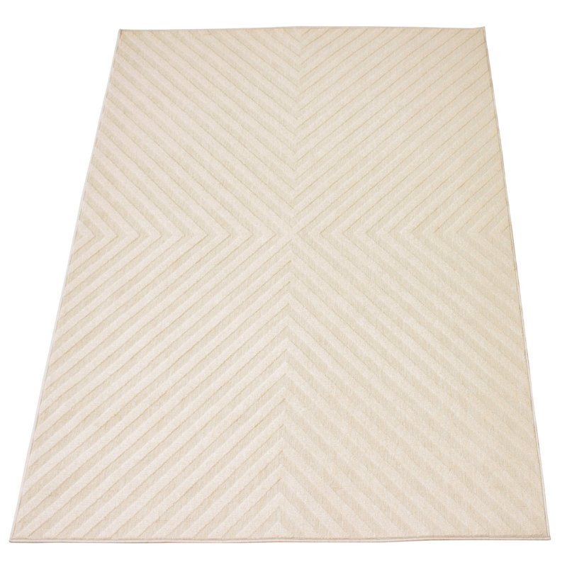 Ensemble de tapis abstrait ivoire, Rectangle 5 pi 3 po x 7 pi 7 po