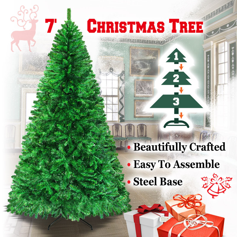 Arbre de noël artificiel pin vert classique, H 7 pi