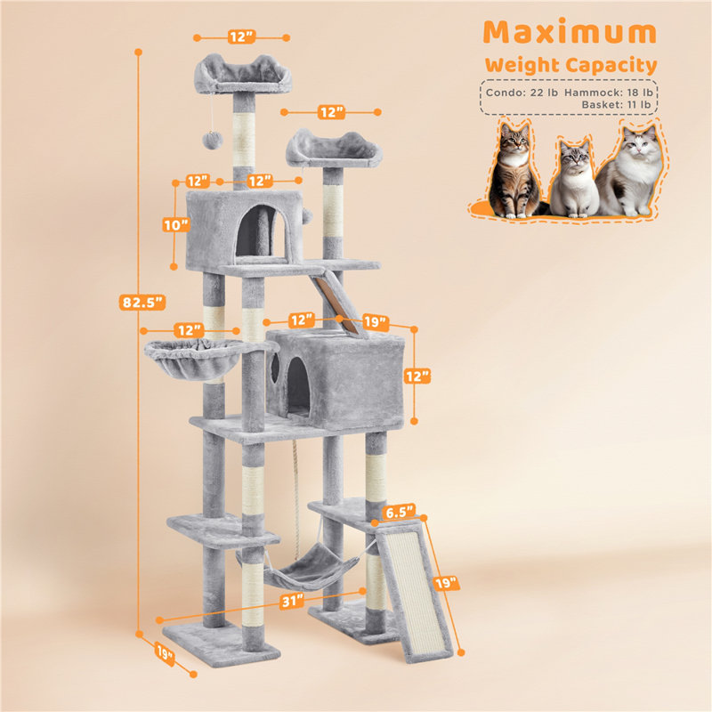 Dainel Multi-Level Cat Tree, Light Gray