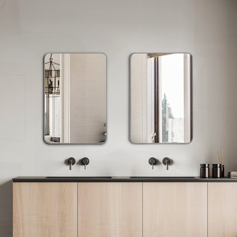 Miroir mural pour salle de bain, Argent argent