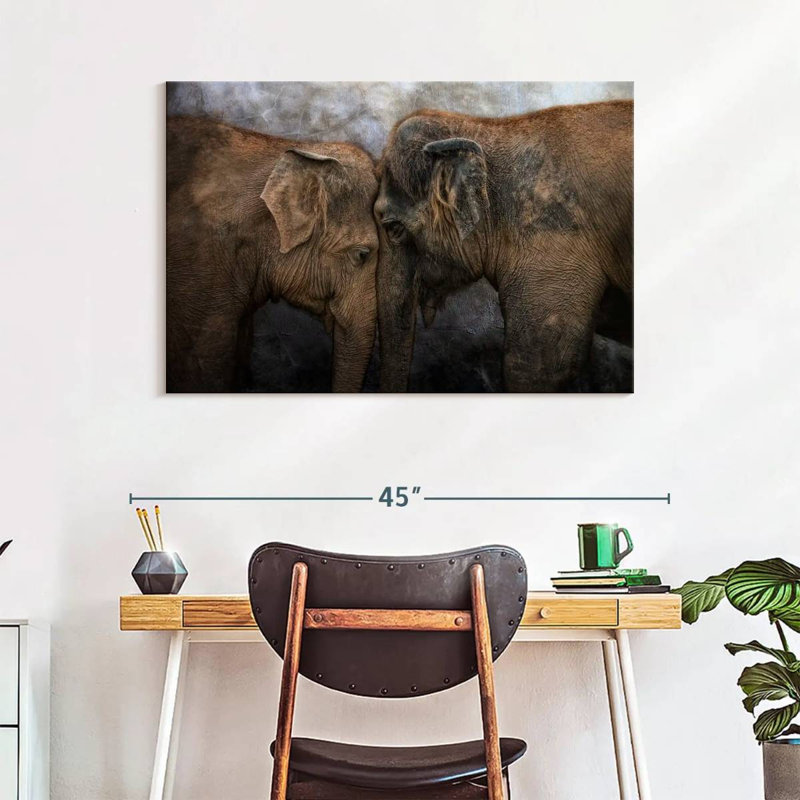 Brampt Elephant Young Love, 26" H x 39" W