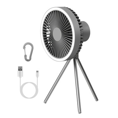 Camping Fan with Lantern – 10000mAh, Tripod & Hanging Hook, Power Bank, Timer
