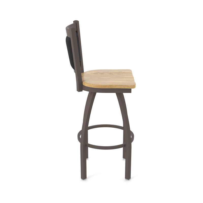 Tabouret pivotant Hadleigh, Tabouret de comptoir (siège d'une hauteur de 25 p, Bronze, Chêne naturel