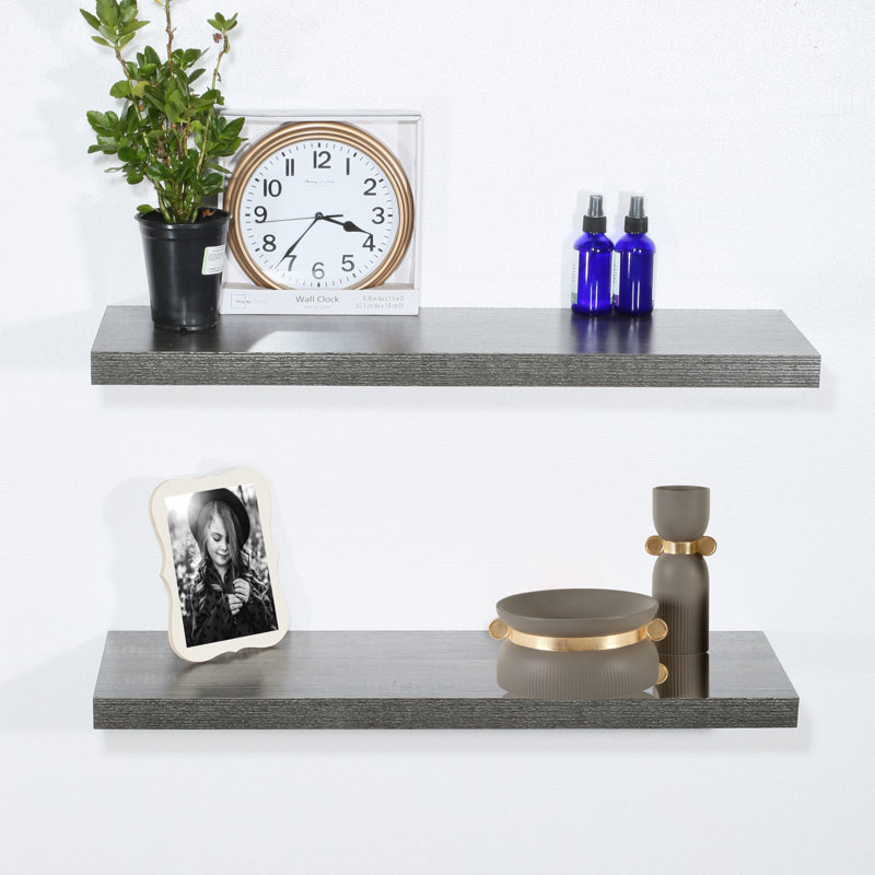 Ensemble de 2 tablettes flottantes en chêne noir Stonegate - 31,6 po x 9,26 po