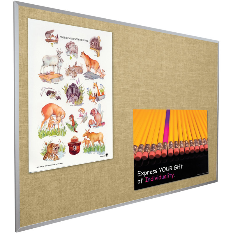 Vin-Tak Wall Mounted Bulletin Board, 1'6" H x 2' W, Champagne