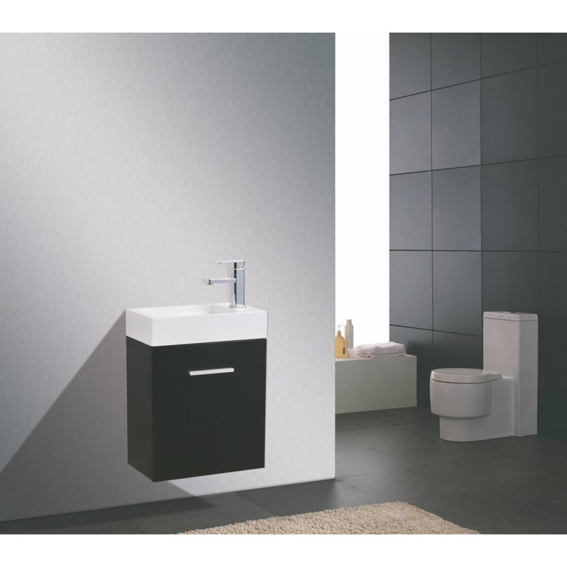 Ensemble de meuble-lavabo mural simple 19 po Kehaulani, Noir