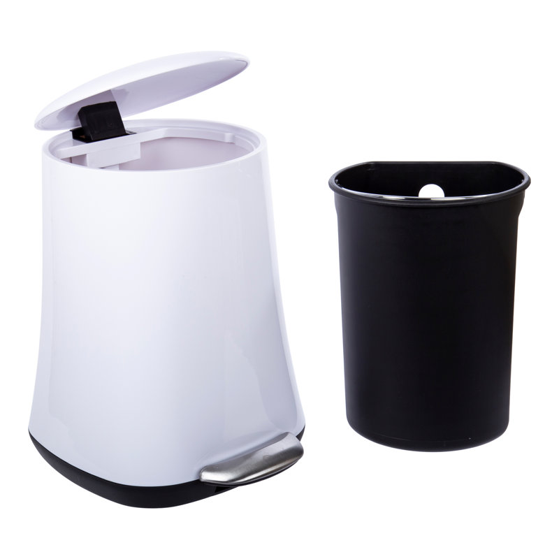 Poubelle à pédale 1,3 gallons en plastique, Blanc