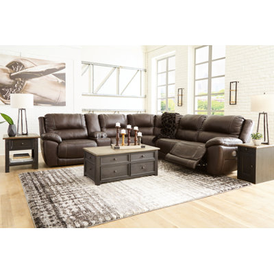 Dunleith Upholstered Power Reclining Curved Sectional Symmetrical