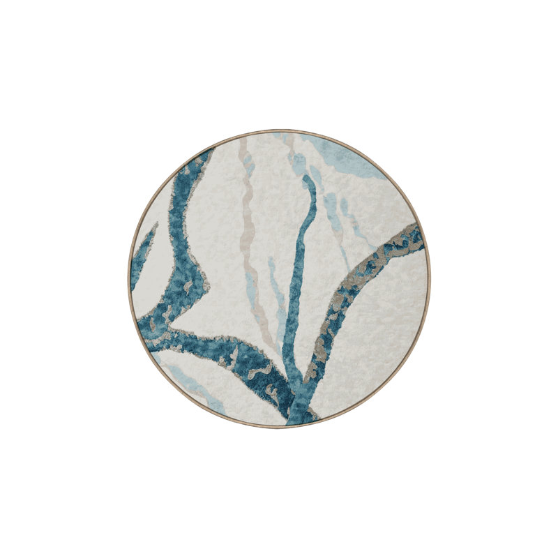Machine Washable Beige Area Rug, Round 4'