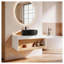 Meuble-lavabo flottant de 30 po avec lavabo vasque rond noir mat, meuble-lavabo mural avec rangement ouvert, finition blanche avec comptoir durable, conception moderne peu encombrante (livré dans 2 boîtes)-214441250