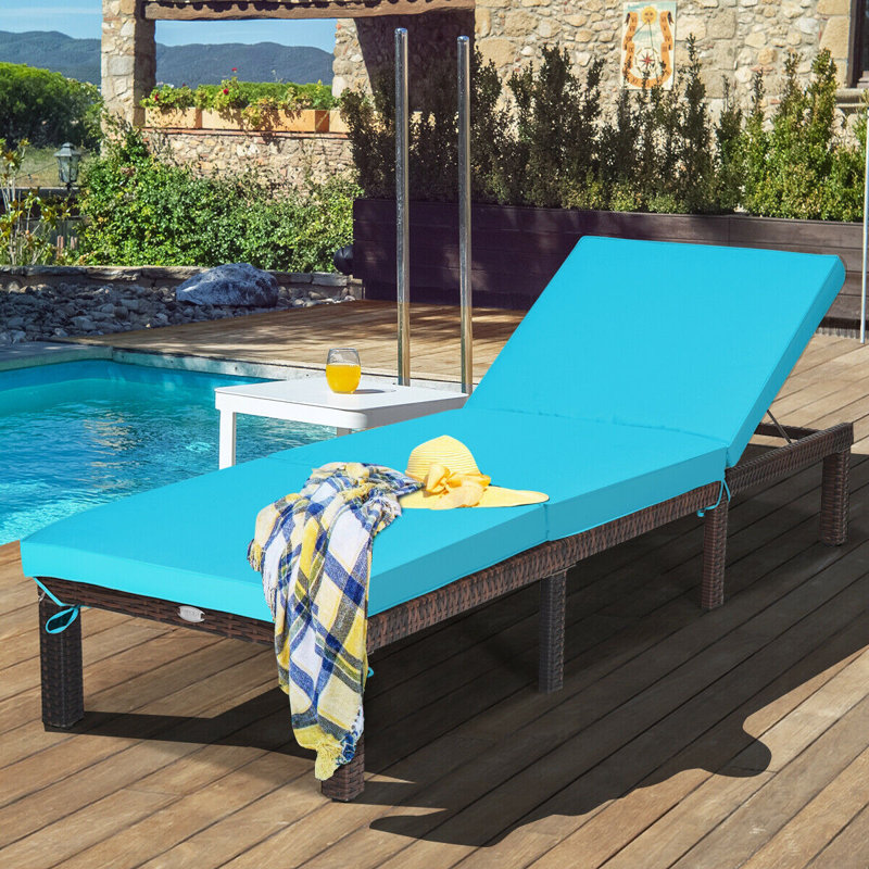 Chaise longue inclinable 77,5 po avec coussins 77,5 po, Turquoise