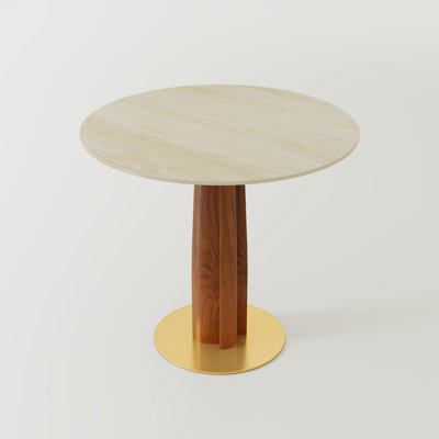 Allman Folkestone Modern Round Sintered Stone Conference Table With Solid Wood Base