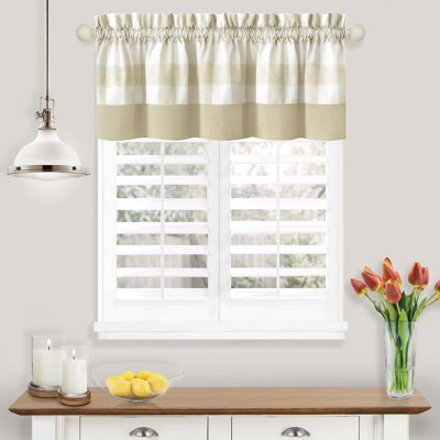  Ensemble de rideaux de cuisine et de cantonnière 3 pièces Country Farmhouse - couleurs et tailles variées