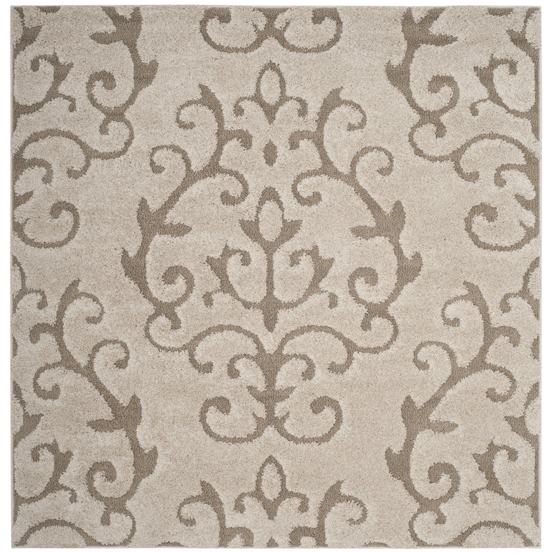 Blaris Shag Performance Damask Rug, Square 6'7"