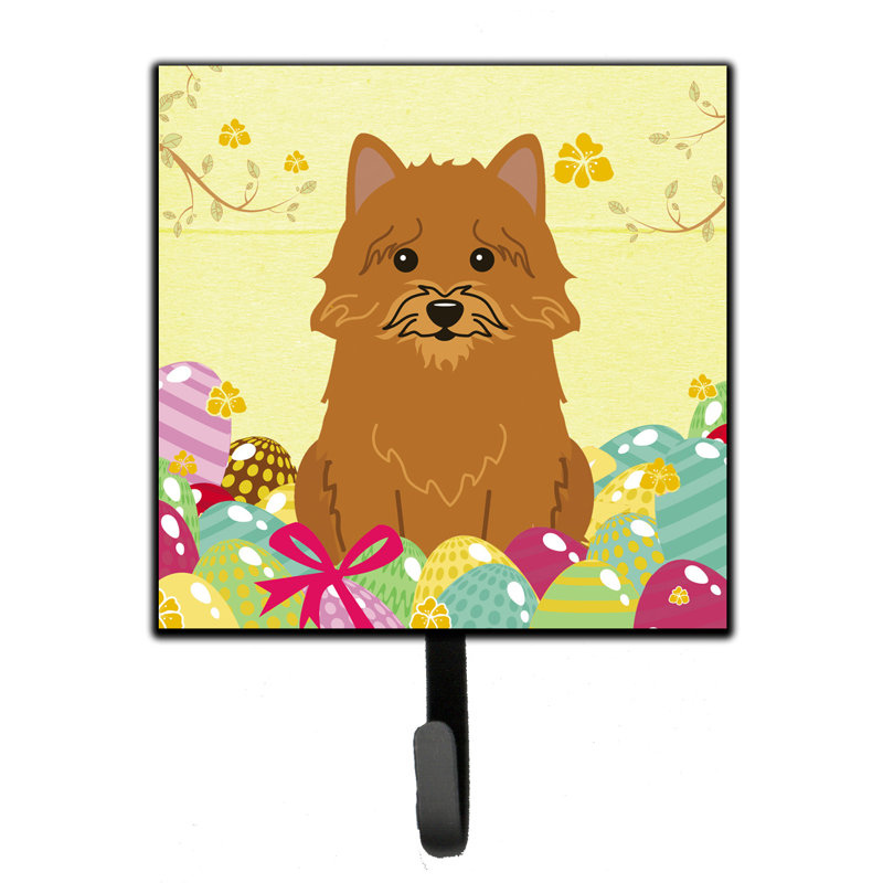 Mcelyea Metal Wall Organizer with Key Hooks, Yellow/Brown/Pink, Norwich Terrier