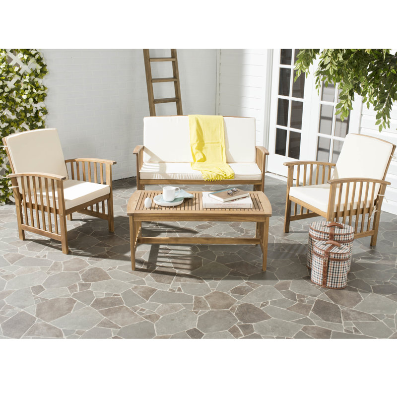 Carson Outdoor 4-Seater Lounge Set with Cushions, Teak