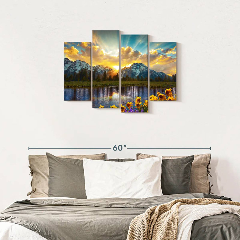 Grand Teton Grand Teton, impression sur toile 4 pièces, H 27 po x l 43 po x P 1,25 po