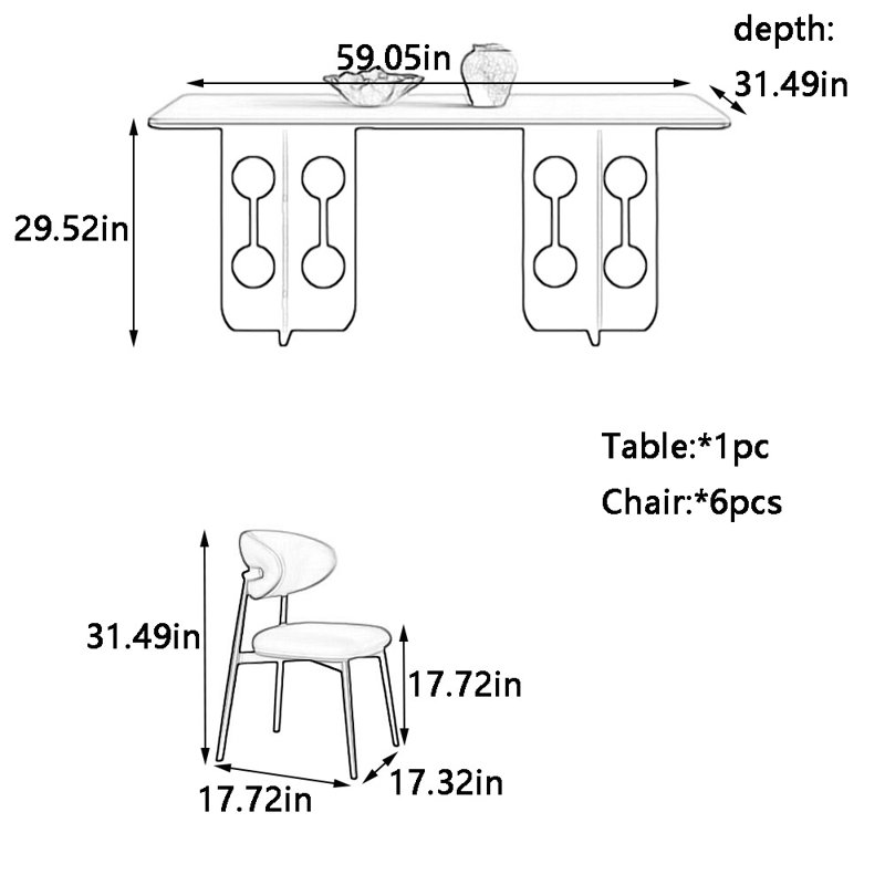 Kinchen, H 29,52 po x L 59,05 po x l 31,49 po