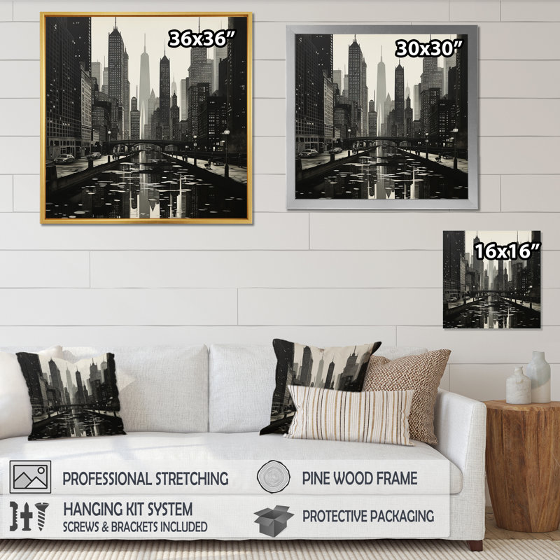 Skyscrapers Urban Elegance III - Architecture Canvas Art Print, Toile tendue, H 16 po x l 16 po x P 1 po