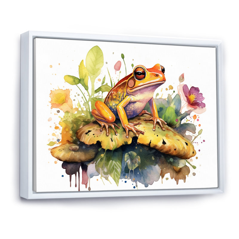 «Leaping Frogs Amphibians II - Frog», art mural, H 16 po x l 32 po x P 1 po, Cadre flottant blanc