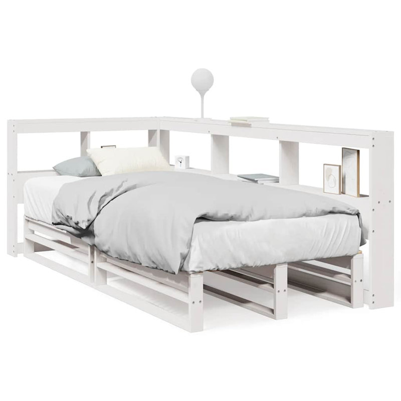 Solid Wood Storage Bed, European Single (90 x 200 cm), White