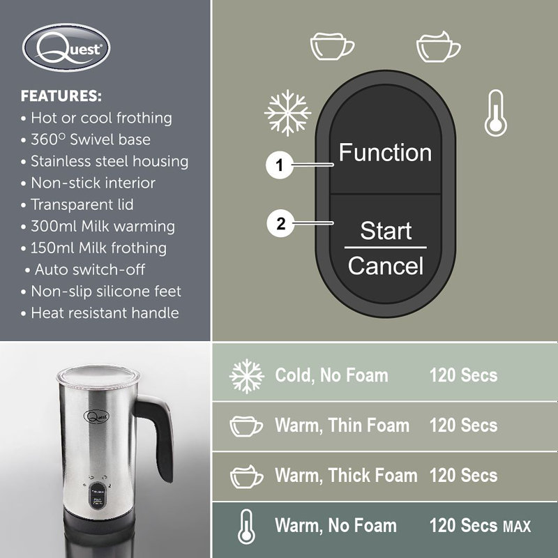Quest Automatic Milk Frother, Stainless Steel