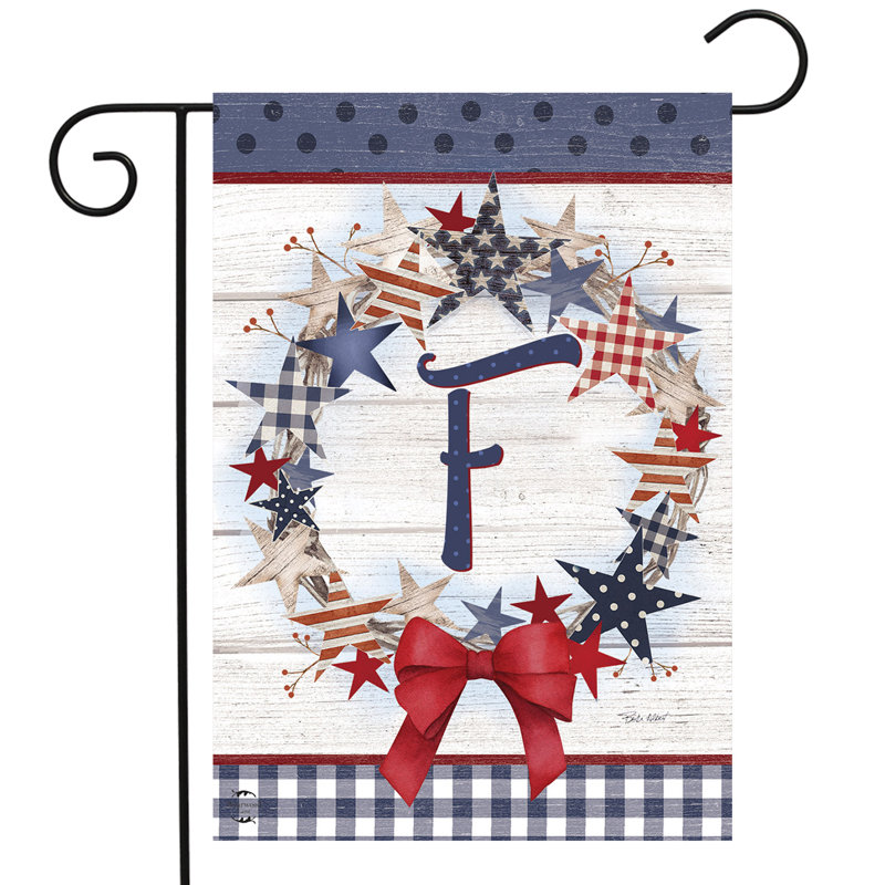 Drapeau de jardin American Wreath Monogram F