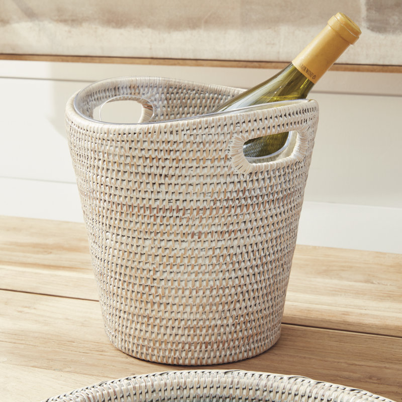 Burma Rattan Beverage Tub, Whitewash